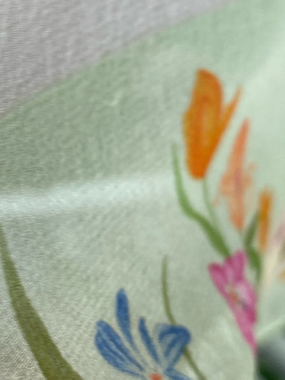 Vintage Halston Floral Vase Silk Chiffon Scarf in Pink, Blue & Orange